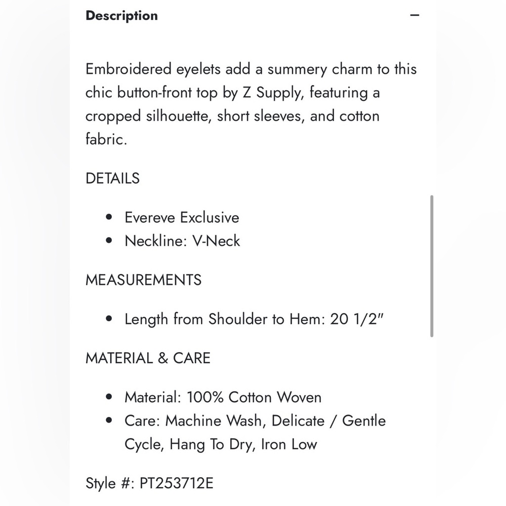 Like new Evereve x z supply la cabana crop - Picture 4 of 4